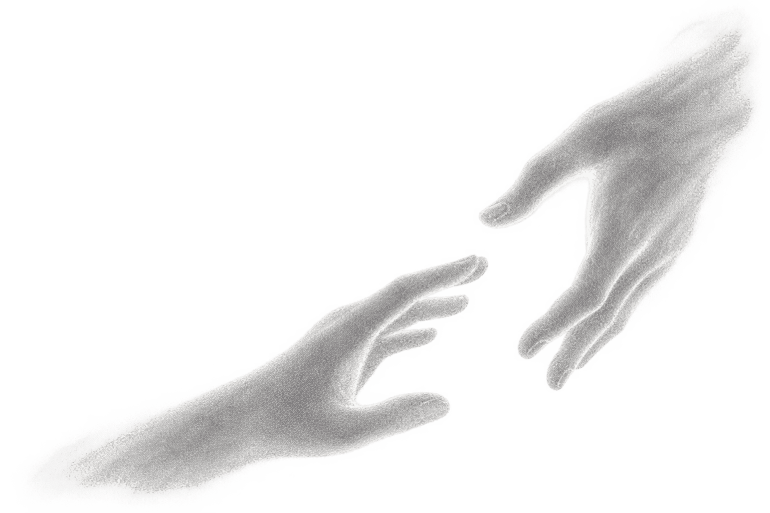 Two hands reaching toward one another